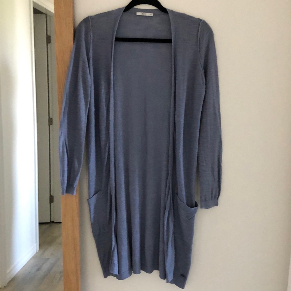 100% Cotton Long Dusty Blue Cardigan